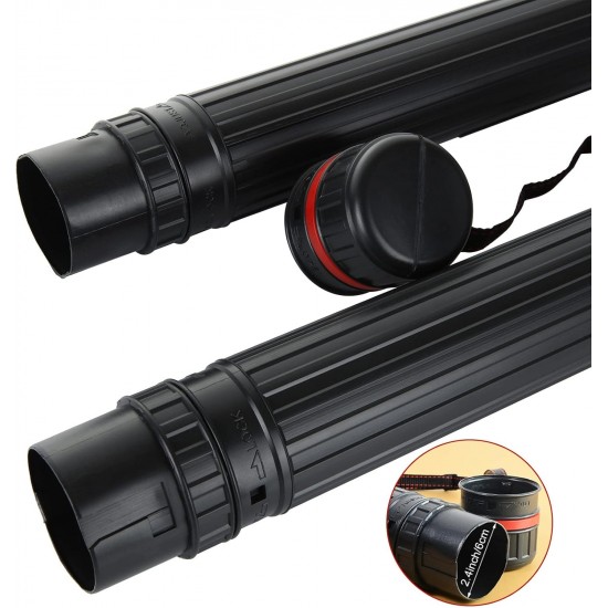 Plastic tube for storing media, drawings, maps and documents, waterproof, adjustable diameter 8 cm * height 108 cm (black)